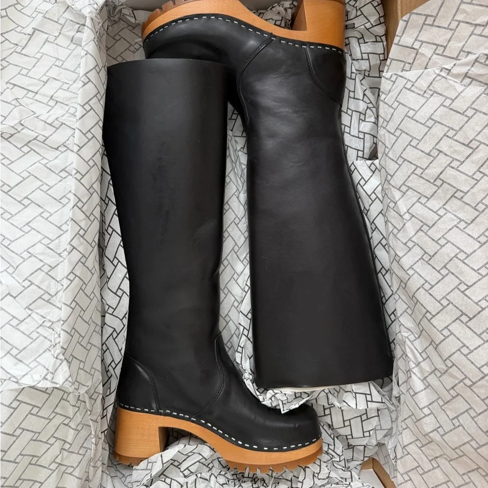 Swedish Hasbeens Black Heeled Boots NIB - Picture 4 of 9